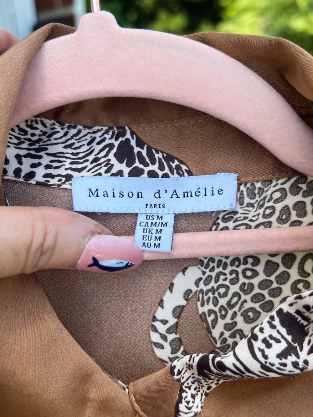 Maison d’Amélie Paris Leopard Print Button Front Blouse Women’s Medium - Picture 2 of 11